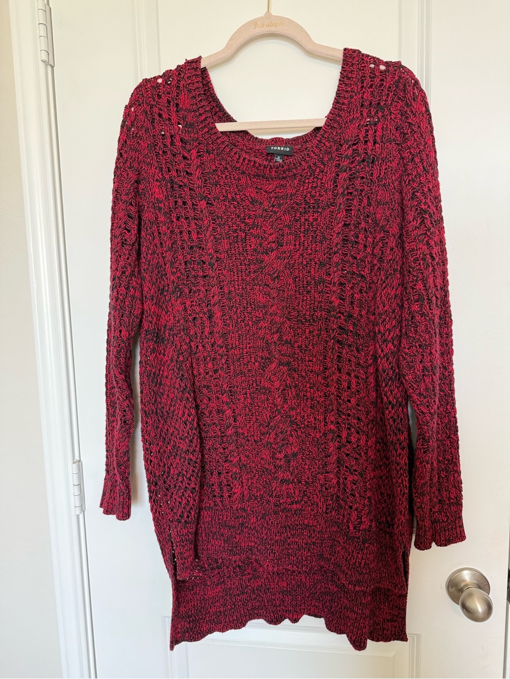 Torrid Red & Black Cable Knit Sweater